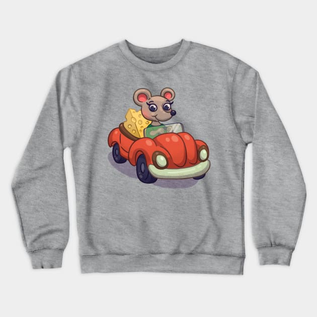 Mouse in the car Crewneck Sweatshirt by Guyshulia